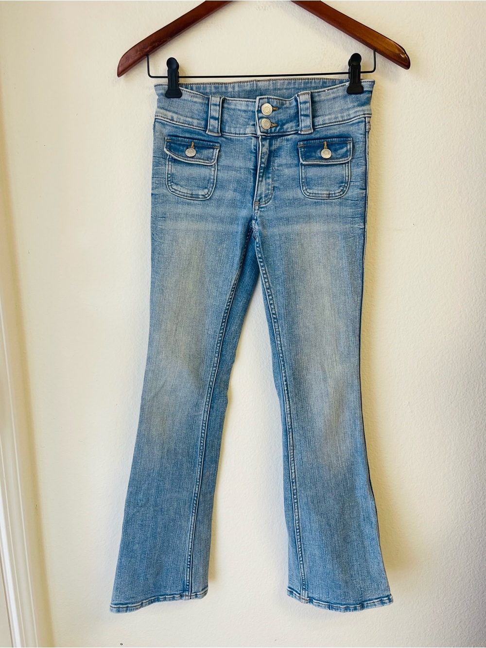 H&M Light Blue Girls' Flare Jeans with Front Pocket Flaps